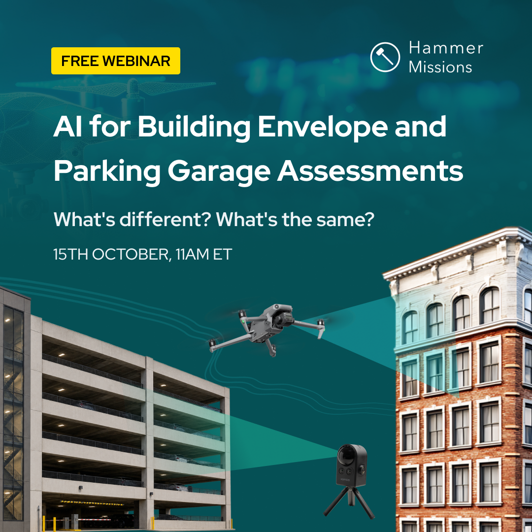 AI for Building Envelope and Parking Garage Assessments webinar poster — 15th October, 11AM ET