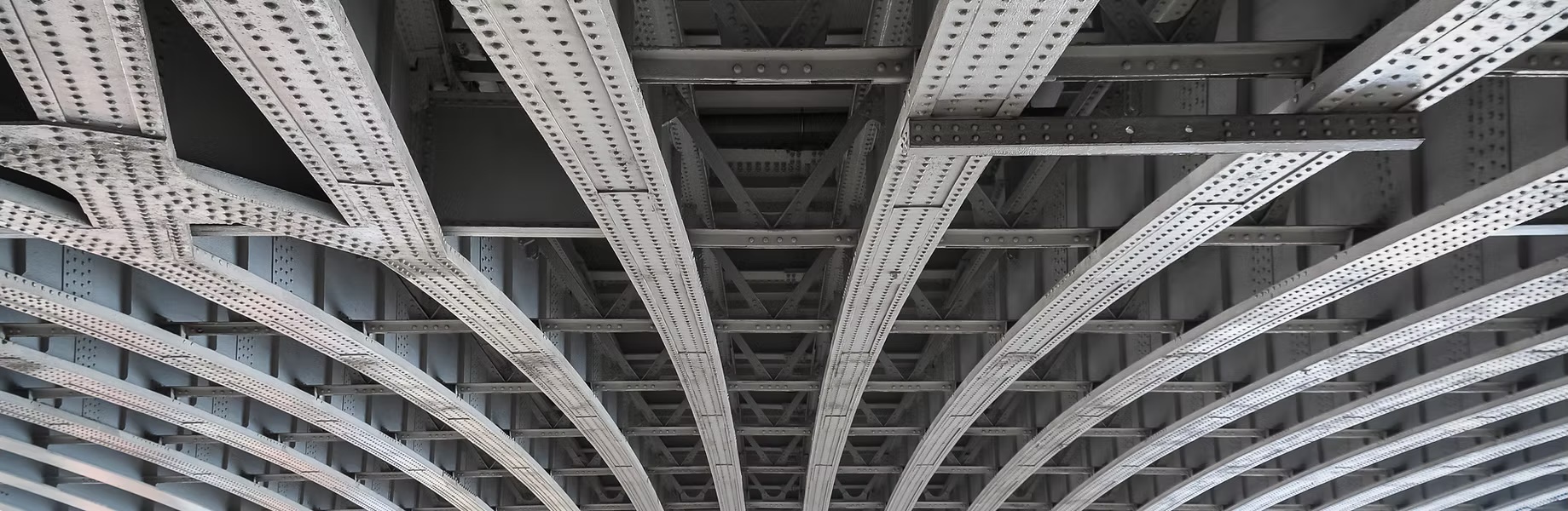 Underside of a steel bridge