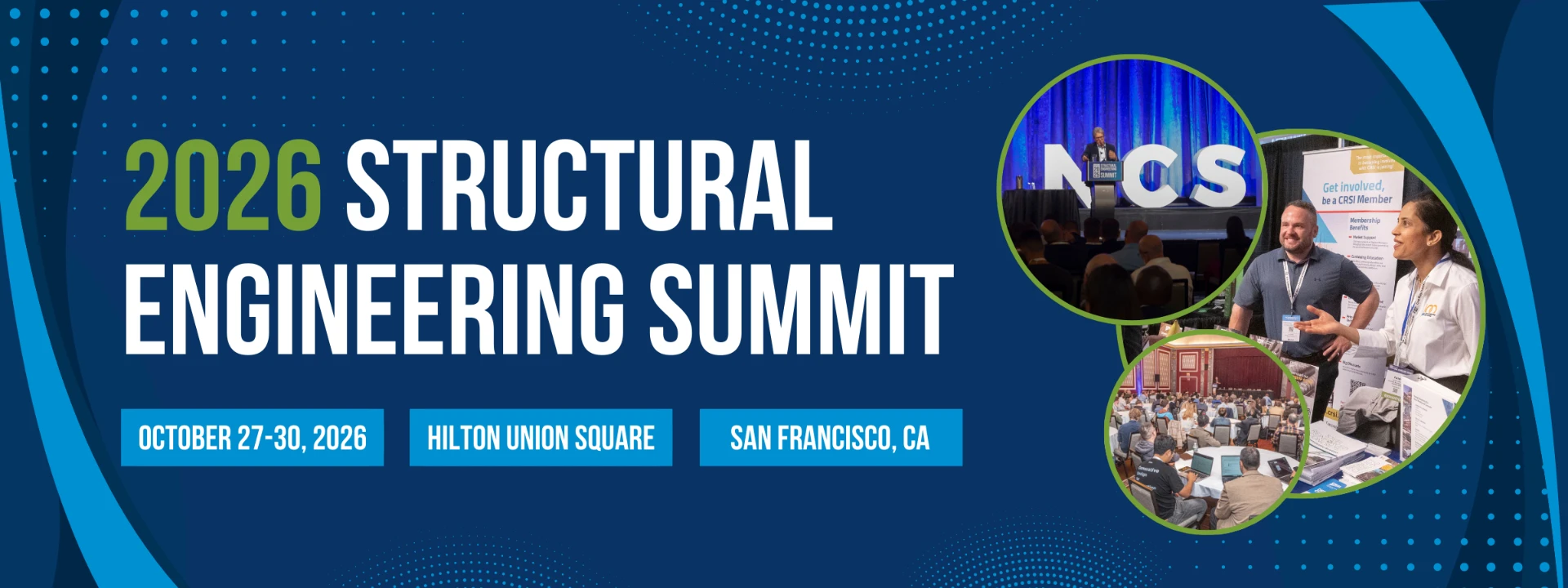 2026 NCSEA Structural Engineering Summit graphic, October 27–30, Hilton Union Square, San Francisco