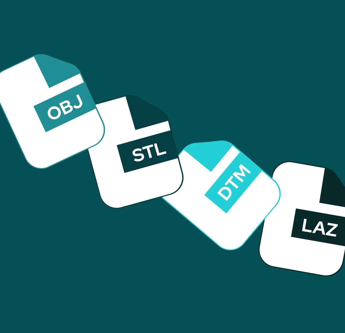 Export formats: OBJ, STL, DTM, and LAZ
